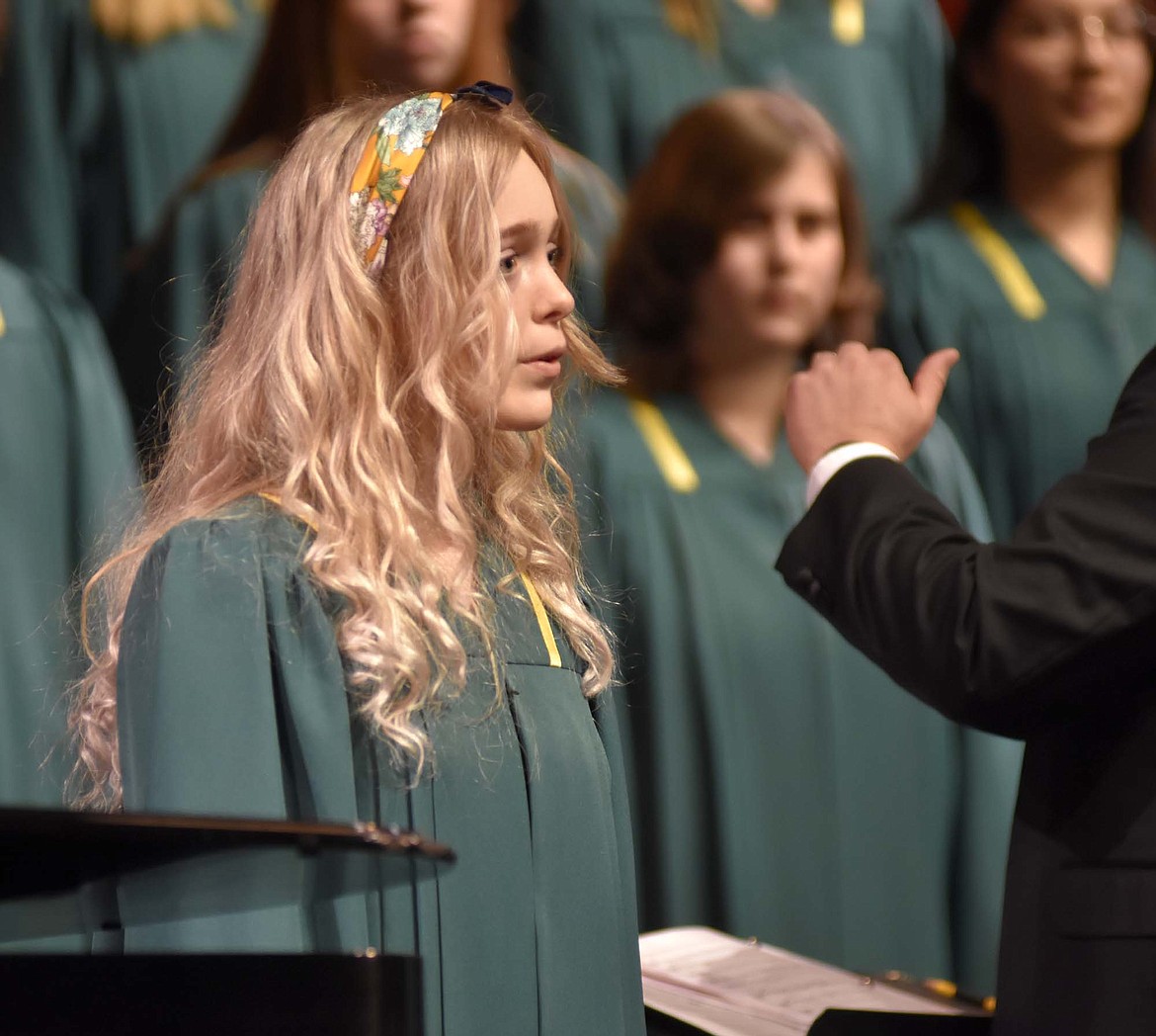 Jordan Hayes sings last month during the Whitefish High School choir concert. (Heidi Desch/Whitefish Pilot)