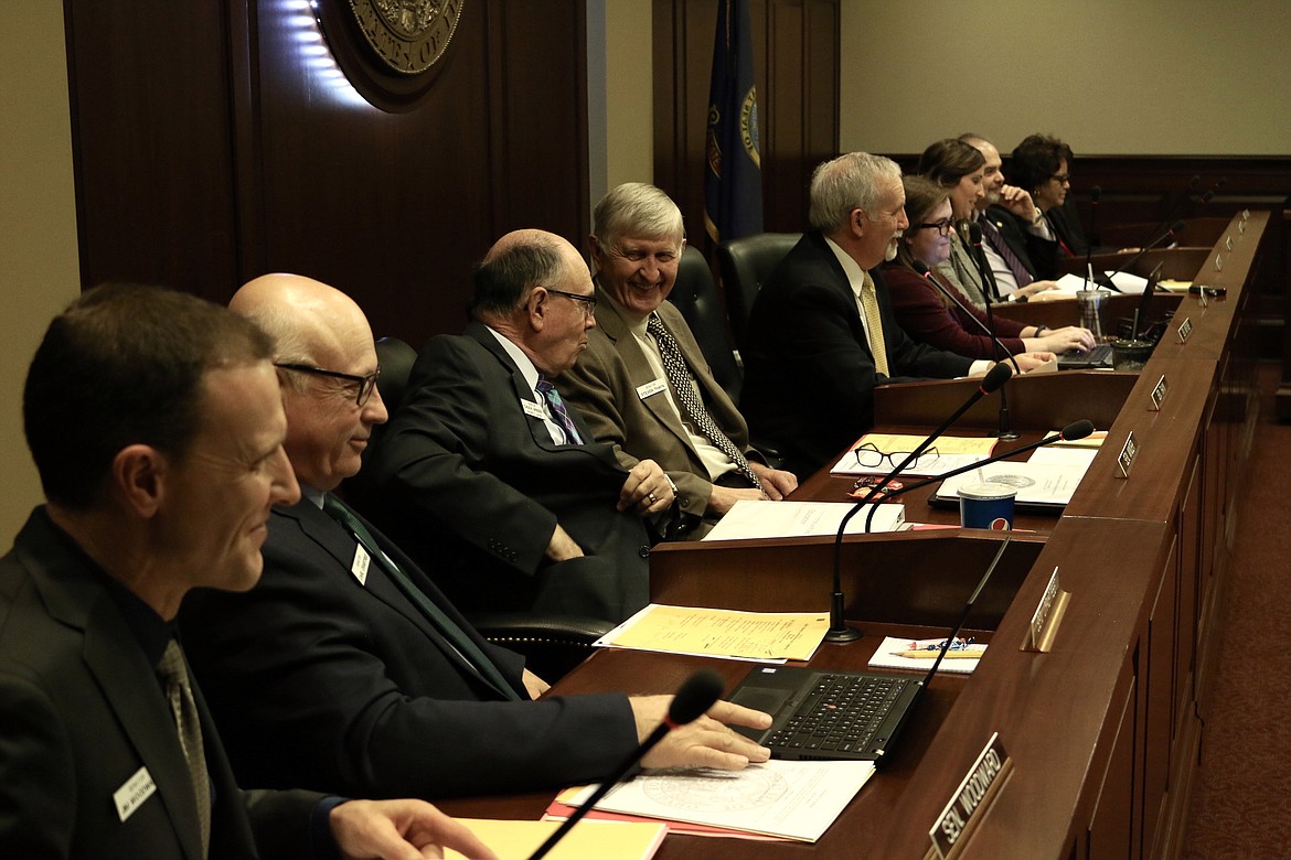 (Photo by LOGAN FINNEY)Idaho Senate Education Committee members listen as Shawn Keough talks about her appointment to the State Board of Education. Keough appeared before the committee on Thursday.