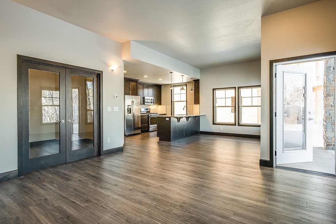 The spacious living area of a Bayside South condominium at Dover Bay.