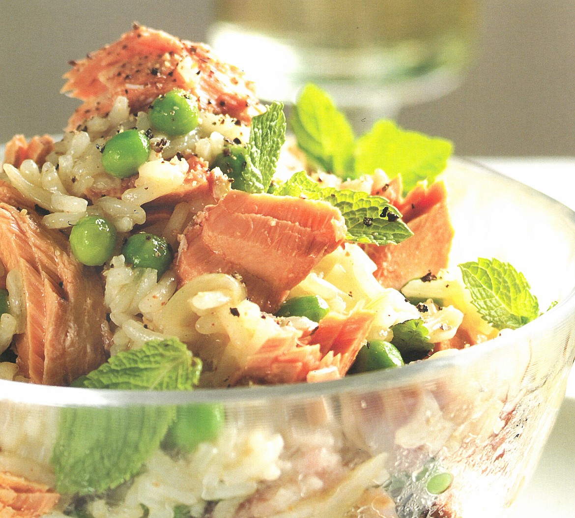 Alaskan salmon stars in a super-healthy and utterly delicious pilaf salad.