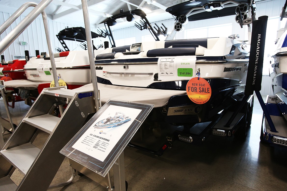 LOREN BENOIT/Press
Thousands of dollars are knocked off manufacturer&#146;s suggested retail prices, such as a Malibu 25 LSV originally priced at $195,616 marked down to $141,994 at the  inaugural Coeur d&#146;Alene Boat Expo.