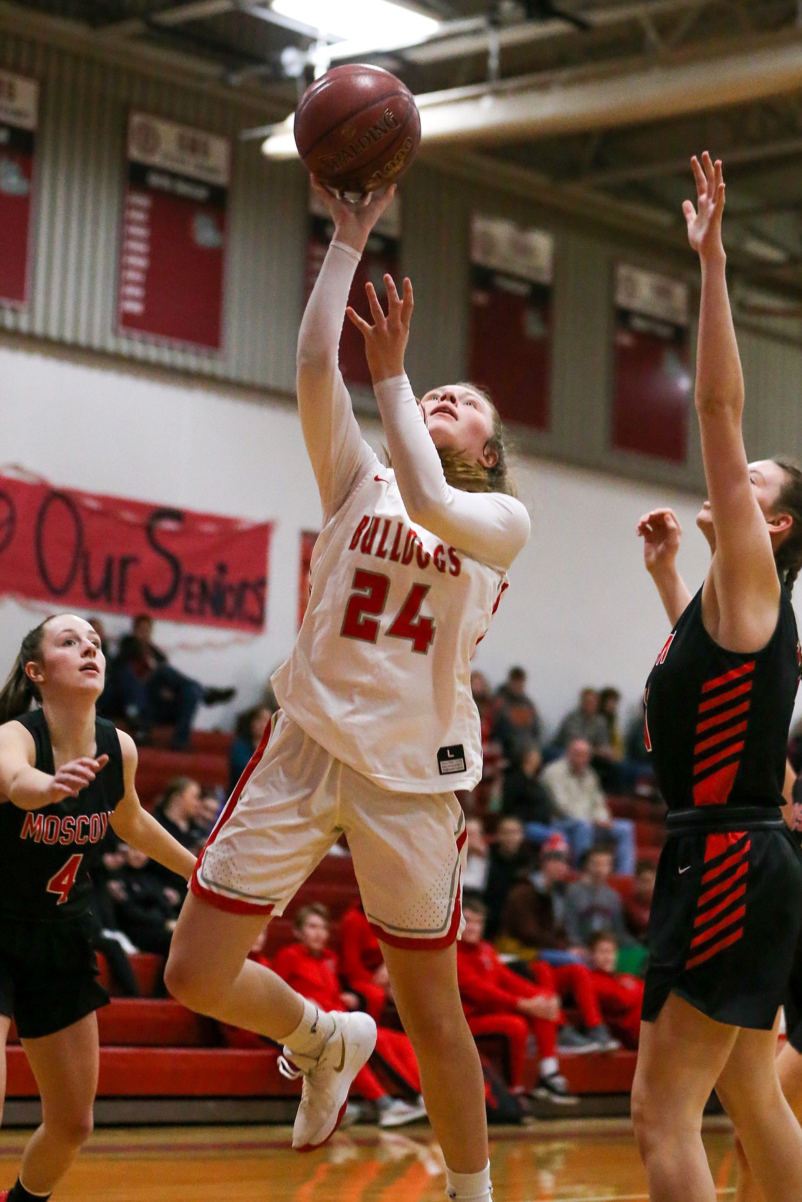 (Photo courtesy of JASON DUCHOW PHOTOGRAPHY)
Junior Kaylee Banks puts up a shot against Moscow on Saturday night.