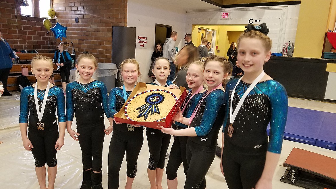 Courtesy photo
Technique Gymnastics Level 3s took 1st Place Team at the Palouse Invitational in Moscow Feb. 1-2. From left are Kendal Tryon, Natalie Prince, Shauna Clark, Taylynn Lee, Josslyn Clements, Karlie Mosqueda and Holli Reavis.