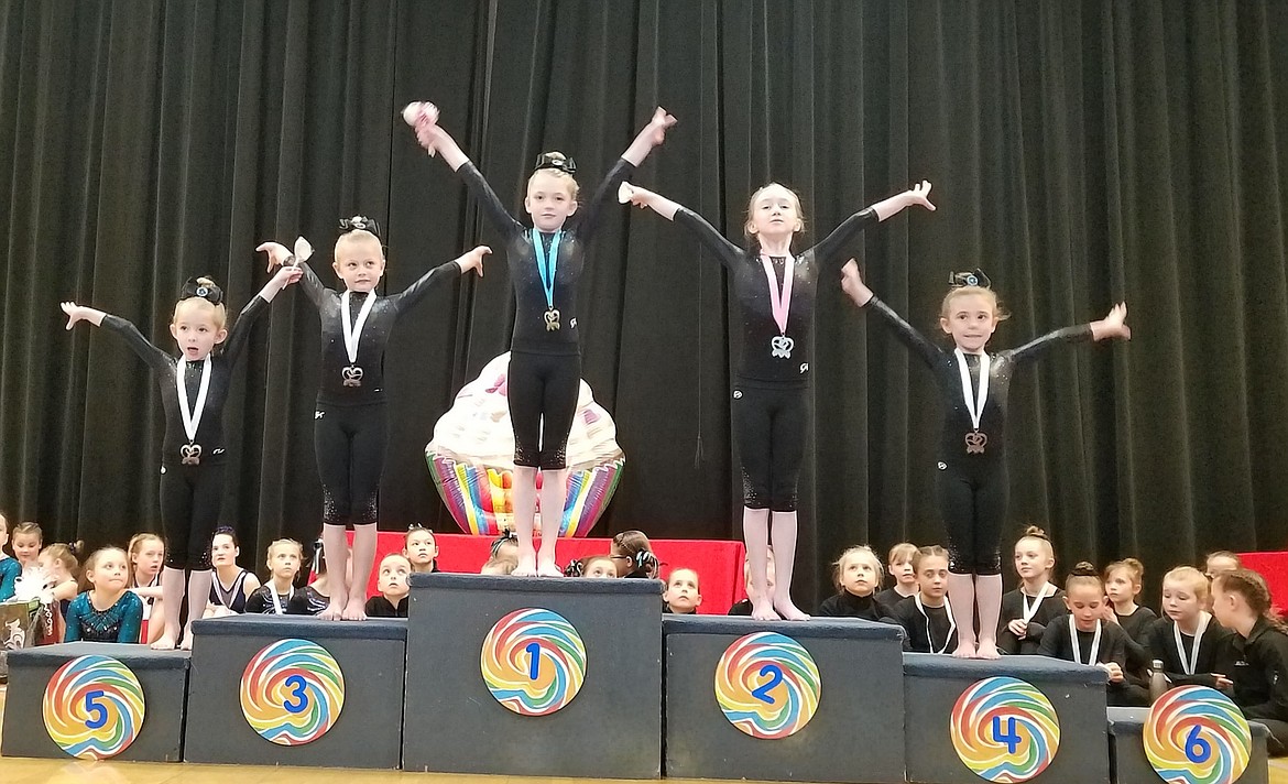 Courtesy photo
Technique Gymnastics Level 2s took 1st Place Team at The Palouse Invitational Feb. 1-2 in Moscow. From left are Kiera Williams, Aubrey Hanson, Mallory Secord, Jorgia Smither and Makenna Scholton.