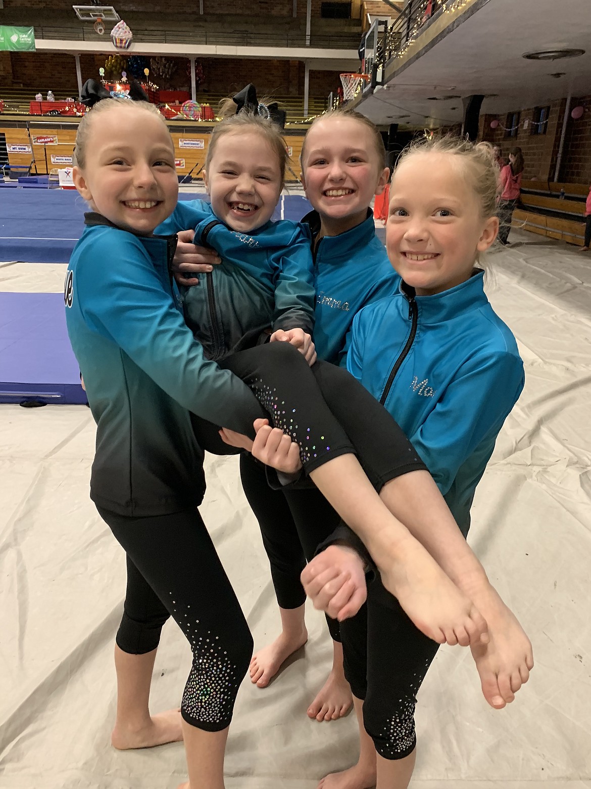 Courtesy photo
Technique Gymnastics Xcel Bronzes at the Palouse Invitational in Moscow Feb. 1-2. From left are Sadie Anderson, Harper Martin, Emma Hasty and Melodie Wurster.