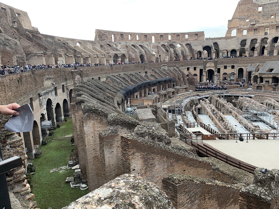 Events at ancient Rome&#146;s massive Colosseum included chariot races, gladiator fights, and mock naval battles on a flooded floor. Underneath (partially excavated here) was a maze of corridors, animal pens and even elevators.