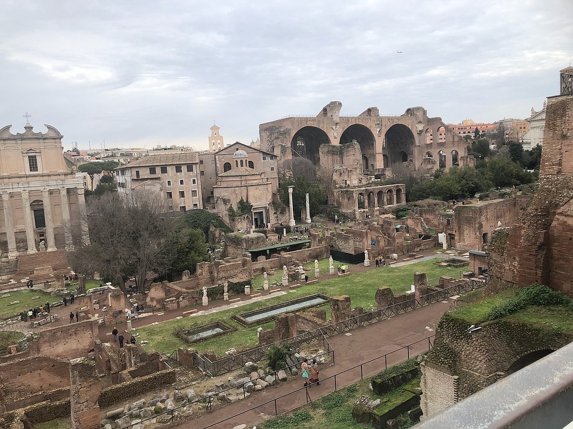 View of the Republican-era Forum from Palatine Hill, one of the seven hills of Rome and a nucleus of the Roman Empire.