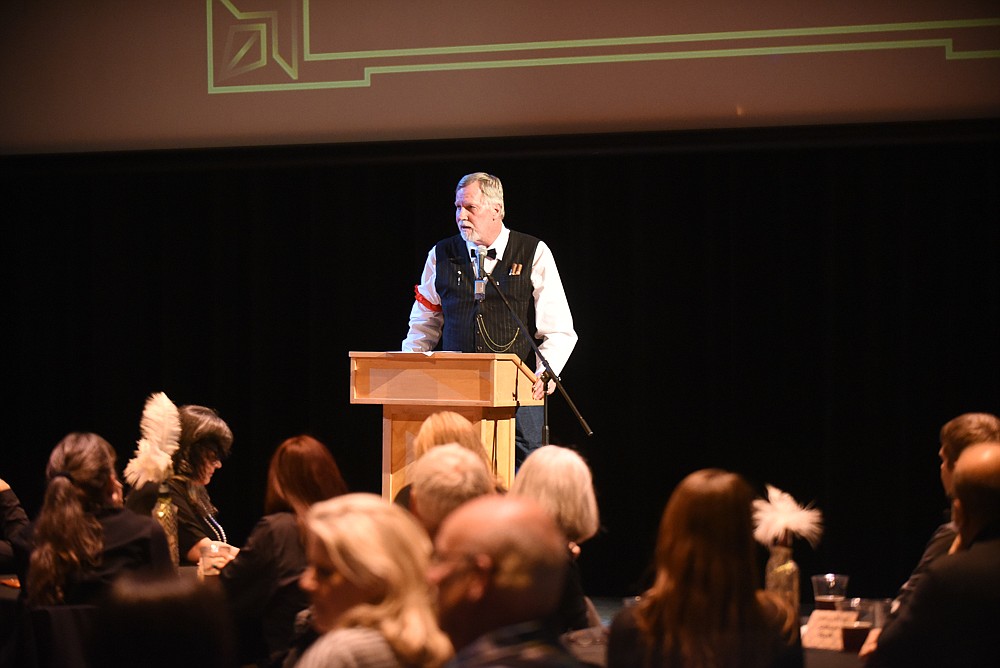 Kevin Gartland, executive director of the Whitefish Chamber, speaks to the crowd at the Whitefish Chamber's annual awards banquet last Thursday. (Daniel McKay/Whitefish Pilot)