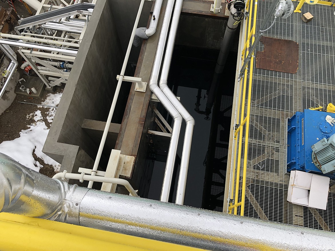 A view of the reactor tank looking down. In this photo, the water is only half full after systems tests were completed the day before.