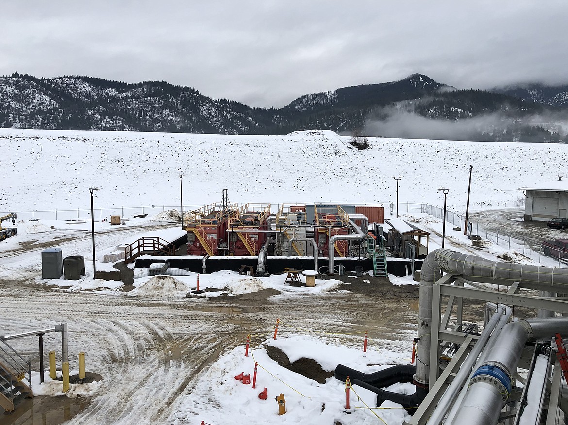 The temporary tanks and treament facility that have been in use during the project. Once the project is completed, the temporary plant will be disassembled and removed from the property.