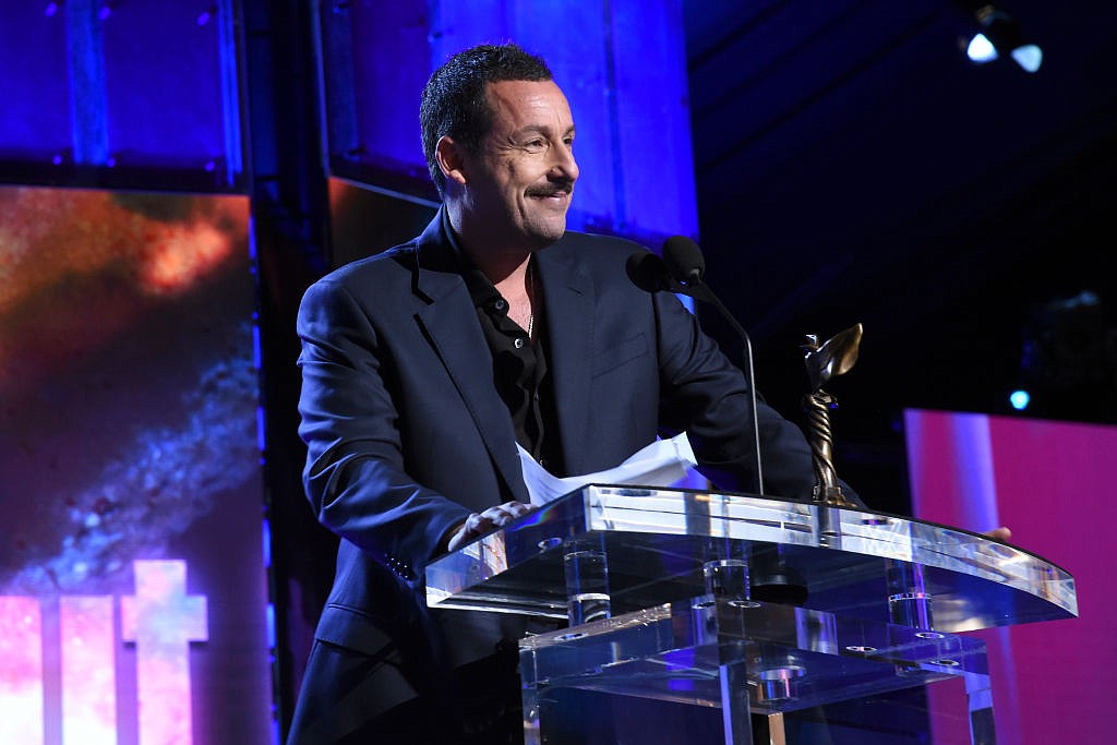 SANTA MONICA, CALIFORNIA - FEBRUARY 08:  Adam Sandler accepts the Best Male Lead award for &#145;Uncut Gems&#146; onstage during the 2020 Film Independent Spirit Awards on February 08, 2020 in Santa Monica, California.  (Photo by Michael Kovac/Getty Images)