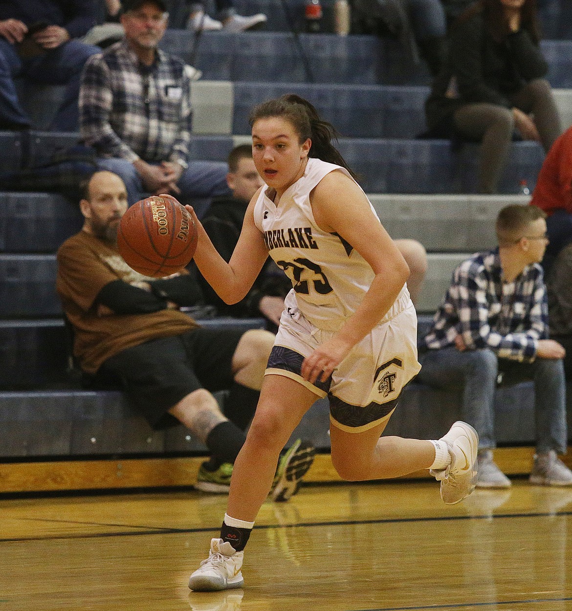 Timberlake&#146;s Kati Bain dribbles the ball down the court during Monday&#146;s game against Priest River.