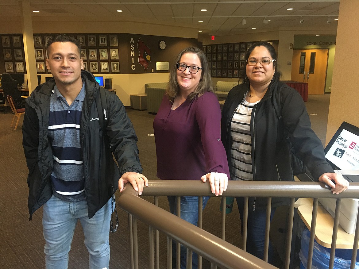 BILL BULEY/Press
North Idaho College students, from left, Emil Vang, Joann Latimer and Suzy Elmore are balancing family life, budgets and studies as they pursue degrees.