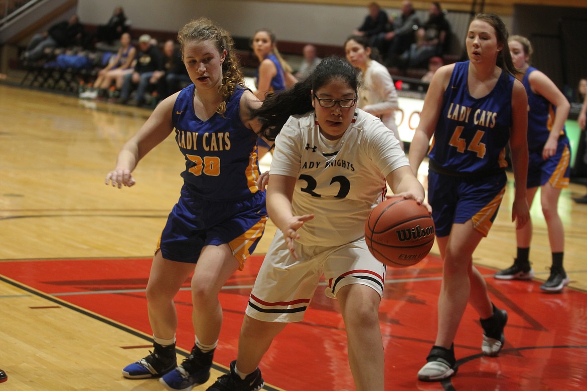 JASON ELLIOTT/Press
Lakeside freshman Kiona Allen snags a rebound during the fourth quarter of Thursday&#146;s 1A Division II District 1 championship game against Clark Fork at Rolly Williams Court in Coeur d&#146;Alene.