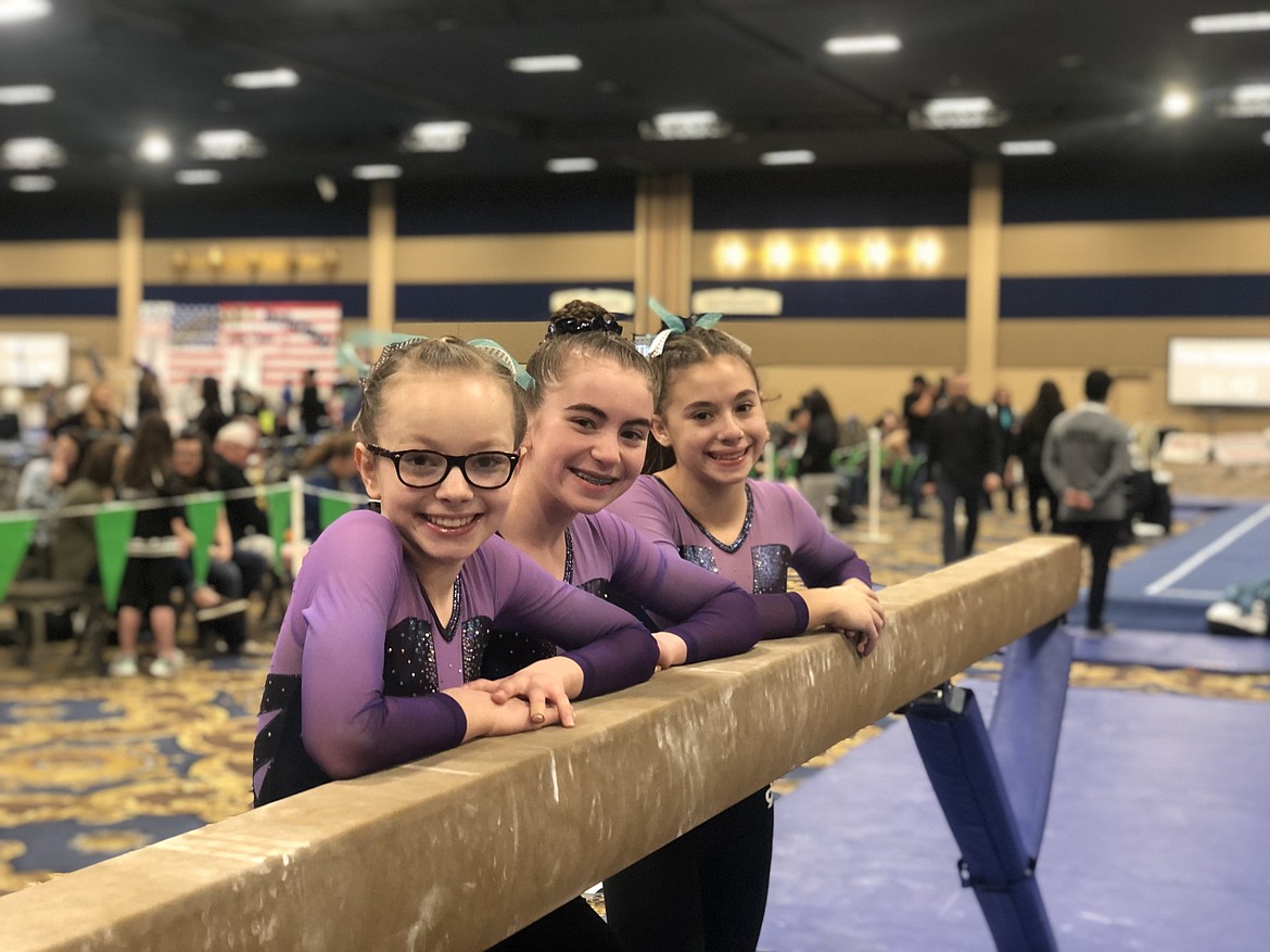 Courtesy photo
Avant Coeur Gymnastics Level 7s at the Brestyan&#146;s Las Vegas Invitational, from left, Eden Lamburth, McKell Chatfield and Jazzy Quagliana.