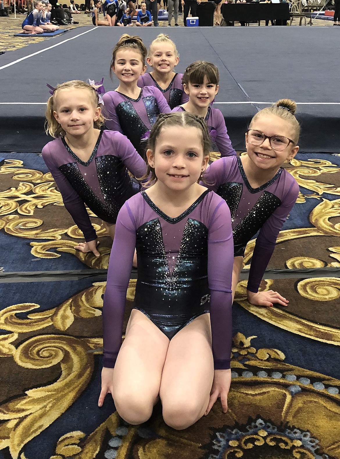 Courtesy photo
Avant Coeur Gymnastics Level 4s at the Brestyan&#146;s Las Vegas Invitational. In the front row is Callista Petticolas; second row from left, Piper St John and Karstin Harmon; third row from left, Sophia Elwell and Georgia Carr; and rear, Avery Hammons.