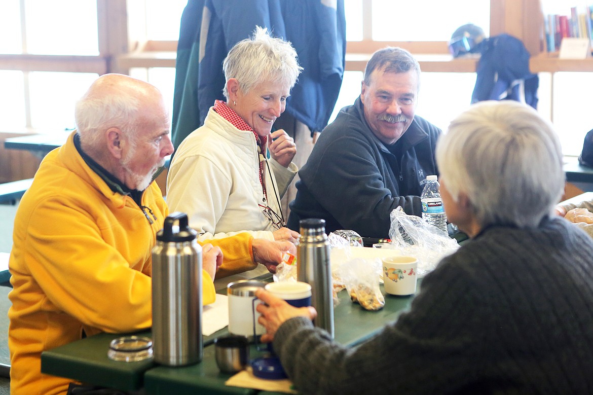 Tom and Diane Edge, Tom Fitzsimon and Margaret Parodi of Bigfork dine on the second floor of the lodge at Blacktail Mountain.