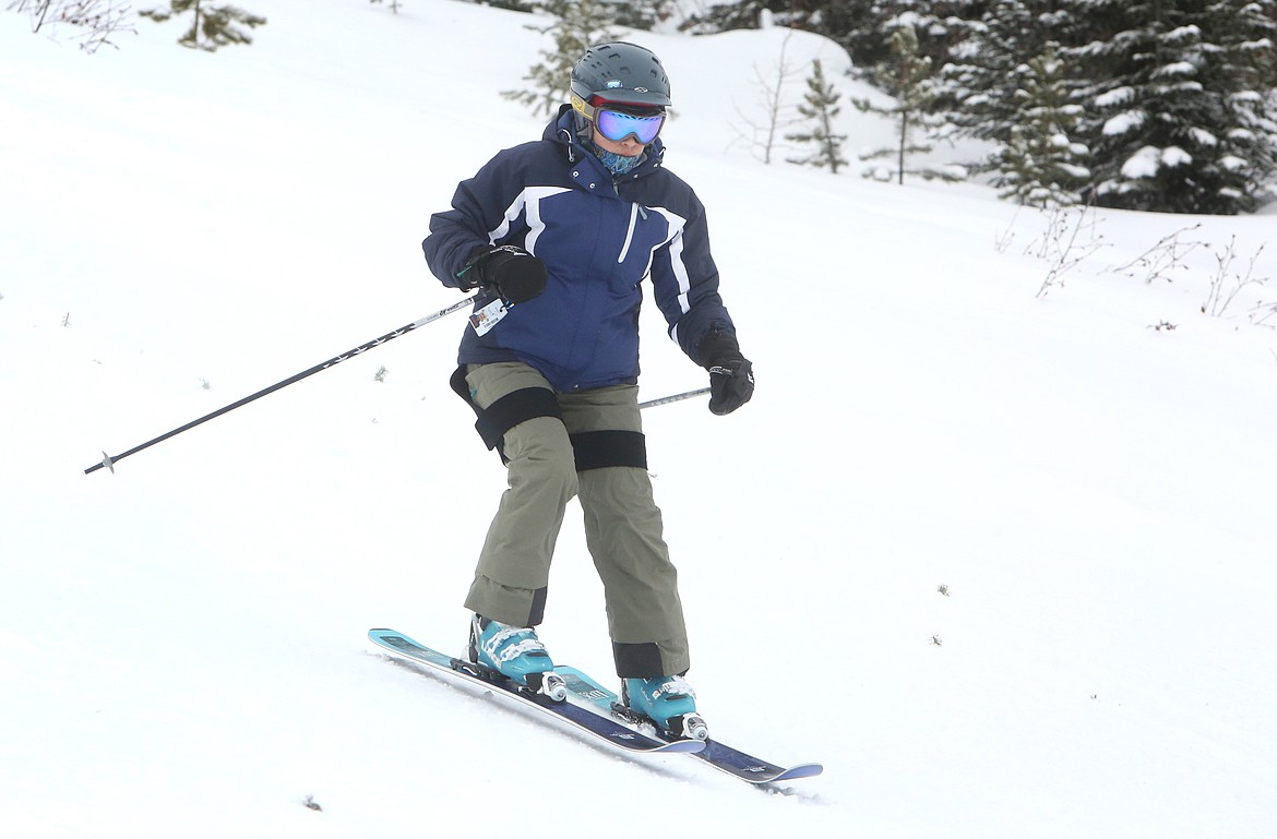 Margaret Parodi of Bigfork shreds on Emmons Ridge at Blacktail Mountain in Lakeside.