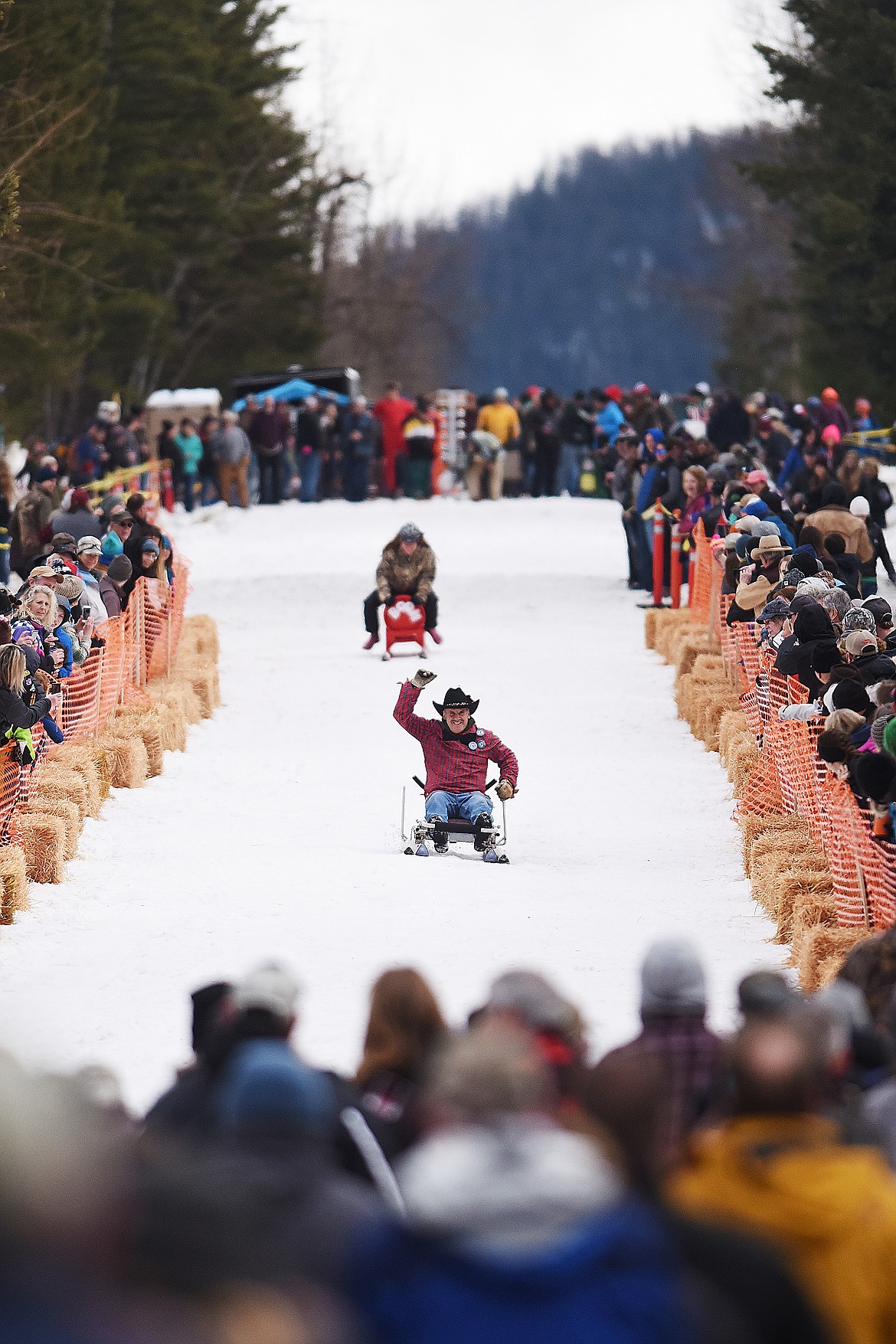 The first racers head down the track in 2018s Cabin Fever Days Barstool Races. - Hundry Horse News file photo