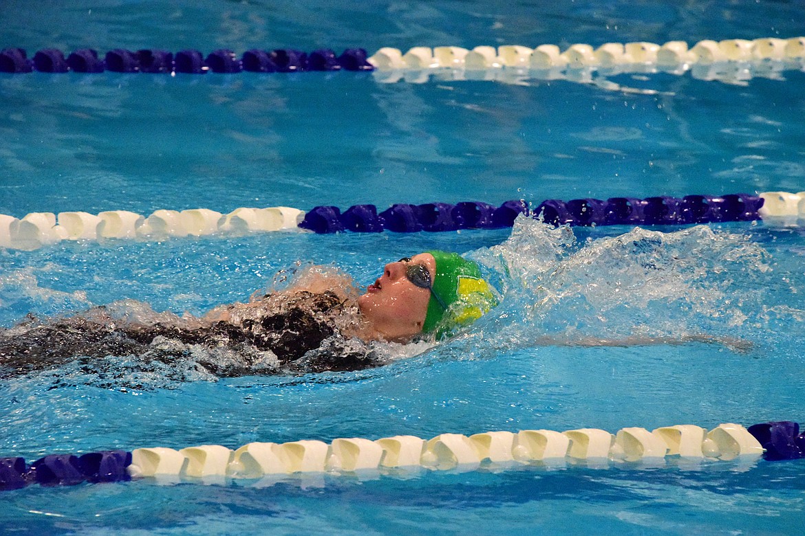 Bulldog Ada Qunell&#160;earned first place in the 100 backstroke at the All-Class State Tournament in Great Falls. (Photo courtesy Corey Botner)