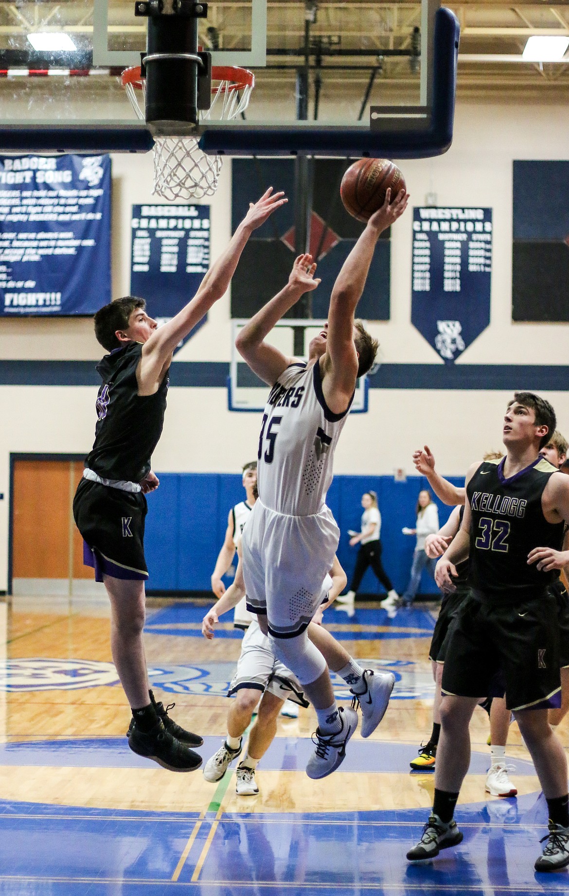 Photo by MANDI BATEMAN 
Matt Morgan taking a shot during the Feb. 6 home game against Kellogg.