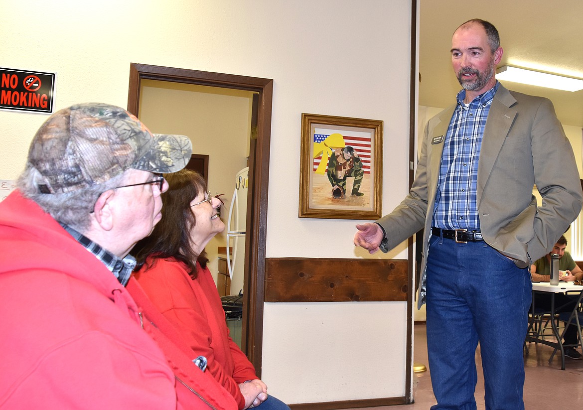 (Photo by KATHY HUBBARD)Rep. Sage Dixon talks to constituents at Saturday's legislative town hall.