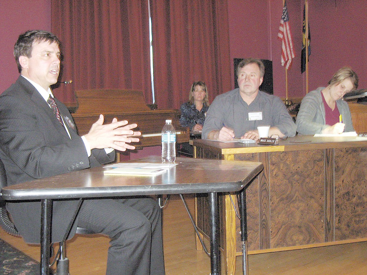 Superintendent Craig Barringer is shown here interviewing for the top job in the district with members of the Libby Public Schools Board. (File photo)