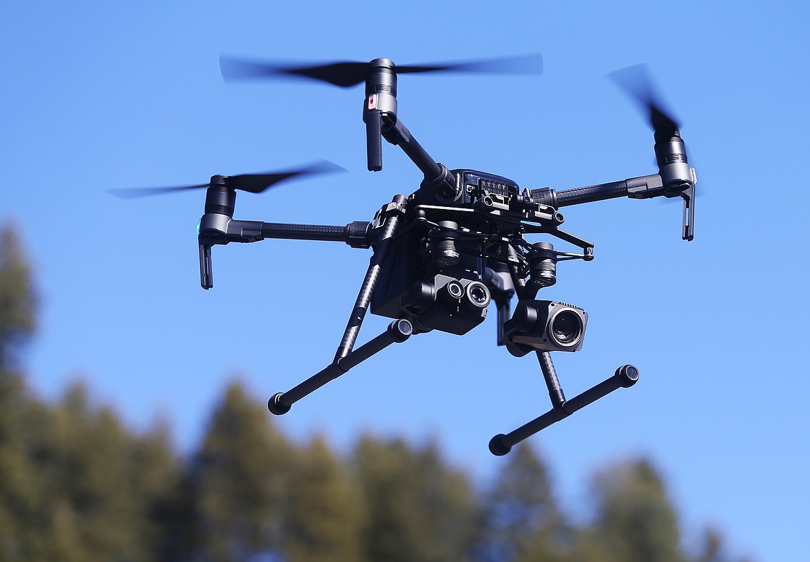 LOREN BENOIT/Press
Don Taylor and his wife Adina recently opened their own aerial production company. Here, Don flies his DJI Inspire 2 at Higgens Point before they film the Priest Lake snowmobile races this weekend.