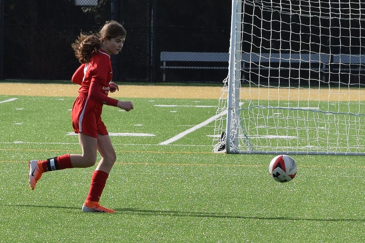 Courtesy photo
The Thorns North FC 07 Girls Red soccer team defeated Harbor Premier G07 Saturday 1-0. A foul called against Harbor allowed Kennedy Hartzell a direct free kick and the assist to Libby Morrisroe (pictured), who scored for the Thorns.