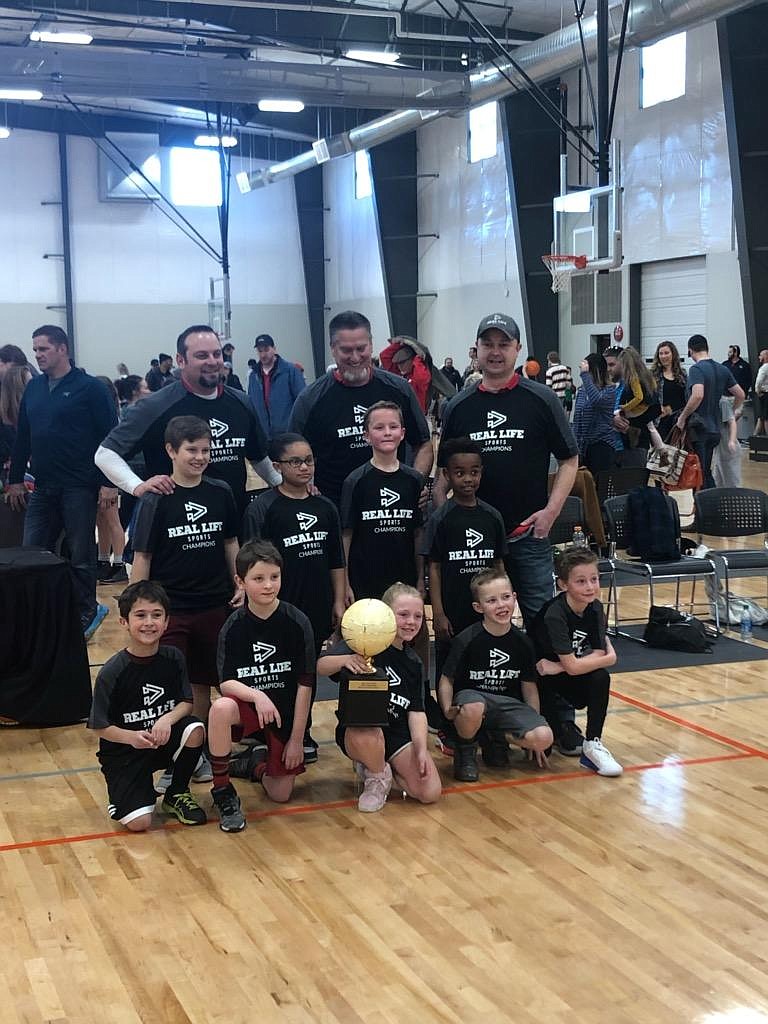 Courtesy photo
The Legends won the 3rd/4th-grade championship in the Real Life Ministries basketball league. In the front row from left are Mason Soltwisch, Eli Jones, Tessa Lovell, Logan Lovell and Madixx Barker; second row from left, Gage Pagano, Aiden Ross, Eyan Rubert and Eli Whiteman; and back row from left, coaches Brandon Pagano, Rob Motts and Robert Jones.