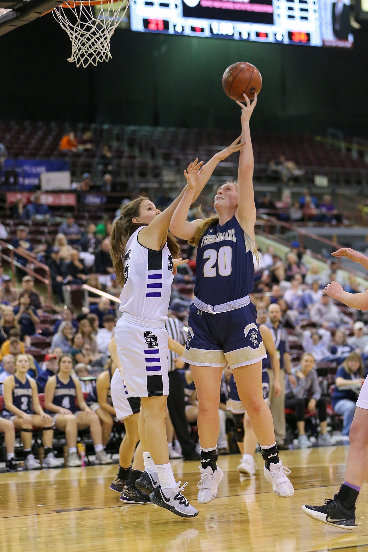 Photo by JASON DUCHOW PHOTOGRAPHY
Brooke Jessen of Timberlake puts up a shot in the lane against Snake River in the state 3A girls championship game Saturday at the Ford Idaho Center in Nampa.