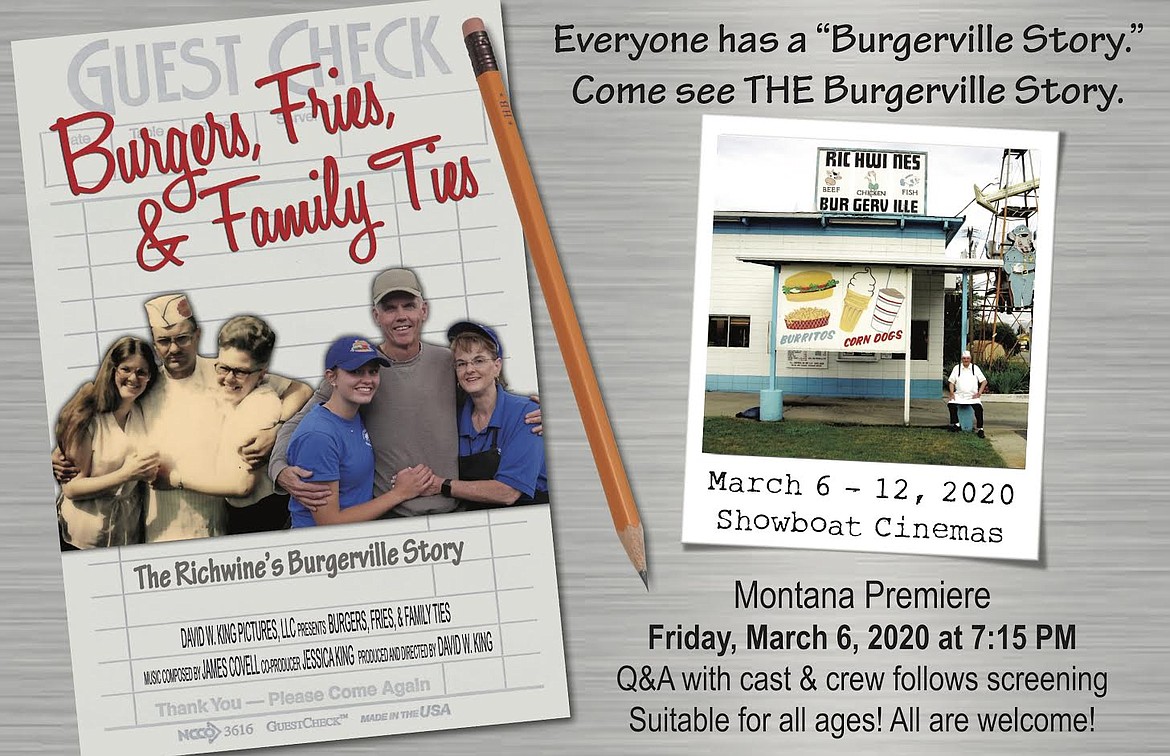 David W. King's film Burgers, Fries and Family Ties will be showing at the Showboat Cinemas in Polson from March 6-12. (Press Release)