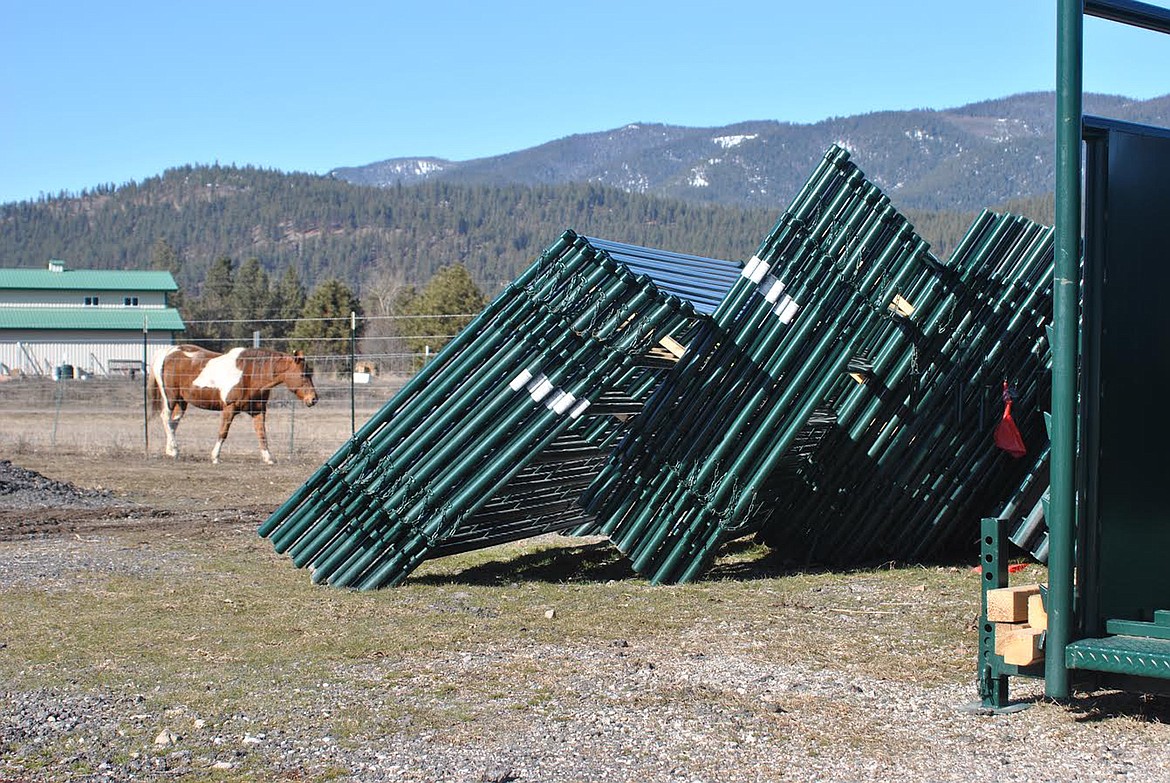 The N Lazy J Arena's new metal sorting pen panels will be installed this spring. (Amy Quinlivan/Mineral Independent)