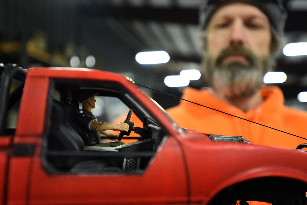 Cory Hutchison shows the detail of his custom-built and painted crawler.