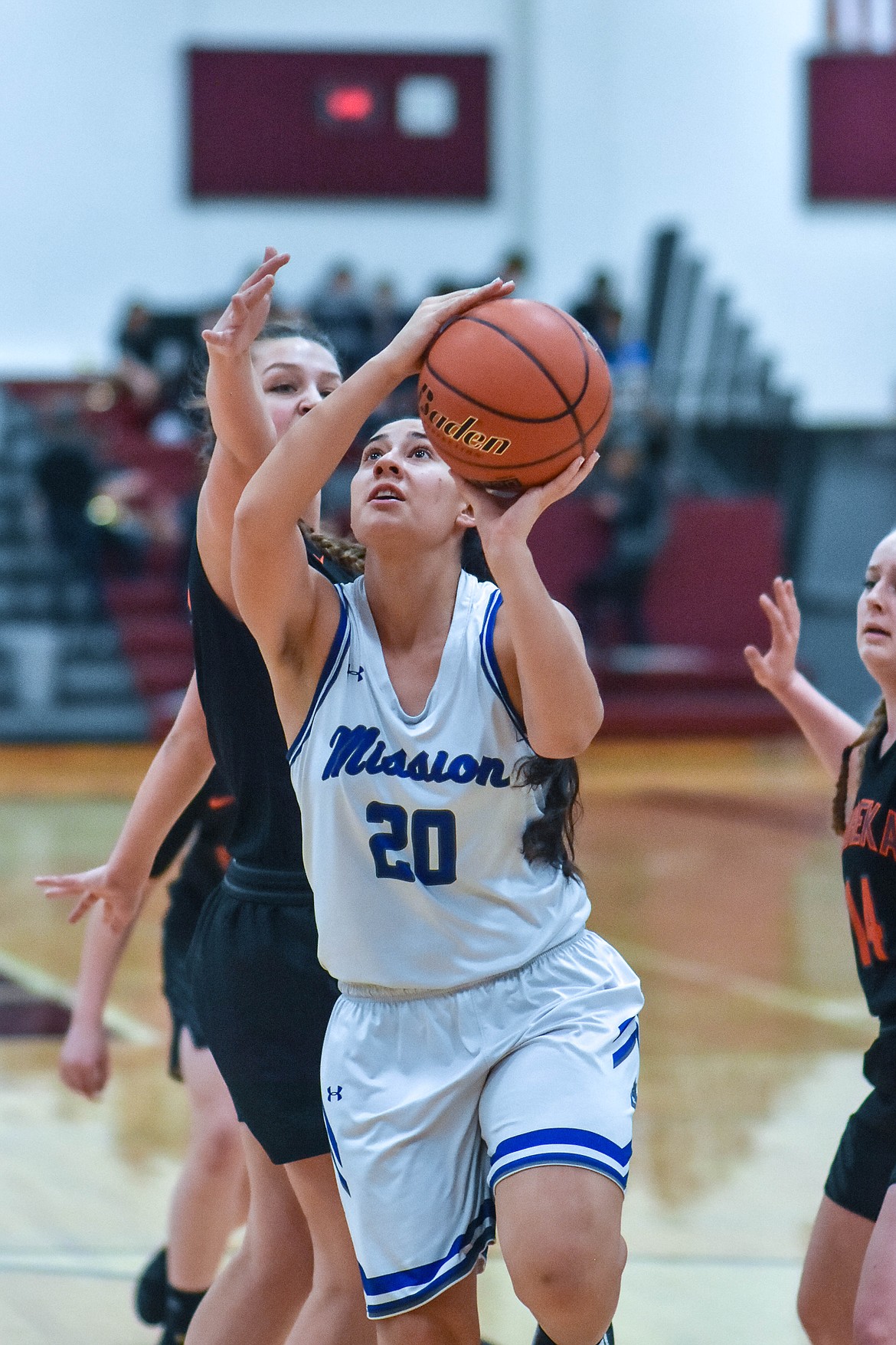 Mission senior Courtney Mitchell gets to the hoop against Eureka during divisional play last weekend in Hamilton. (Christa Umphrey photo)