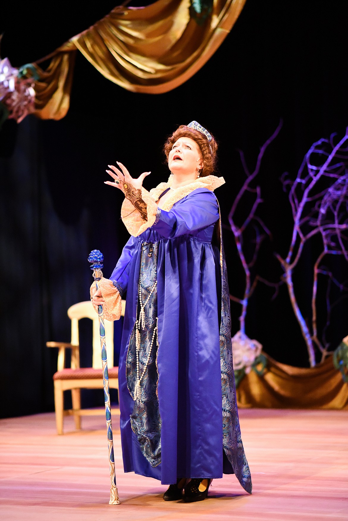 Queen Brangomar (Kara Bauer) summons her favorite witch during Whitefish Theatre Co.&#146;s production of &#147;Snow White and the Seven Dwarfs.&#148; (Daniel McKay/Whitefish Pilot)