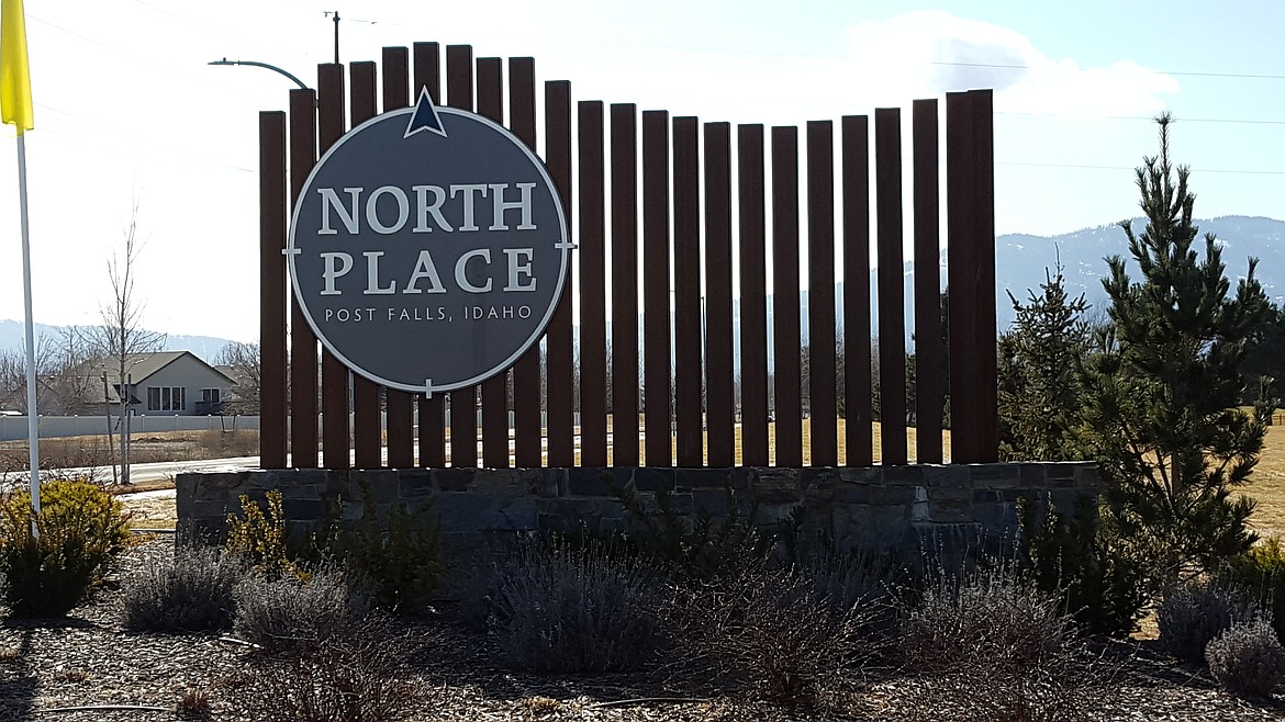 Entry into the North Place development off Idaho Street in Post Falls.