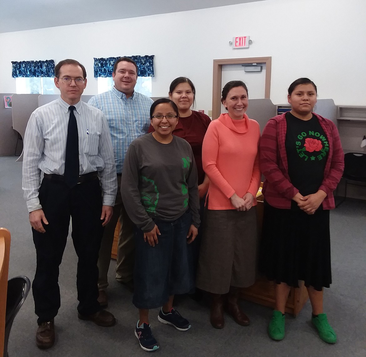 From left, are Northwest Indian Bible College faculty and students Gilbert Camp, Daniel Hardy, Jr., Demetria Woody, Keisha Marks, Melissa Nale and MarJinna Bad Wound. (Monte Turner/Mineral Independent)