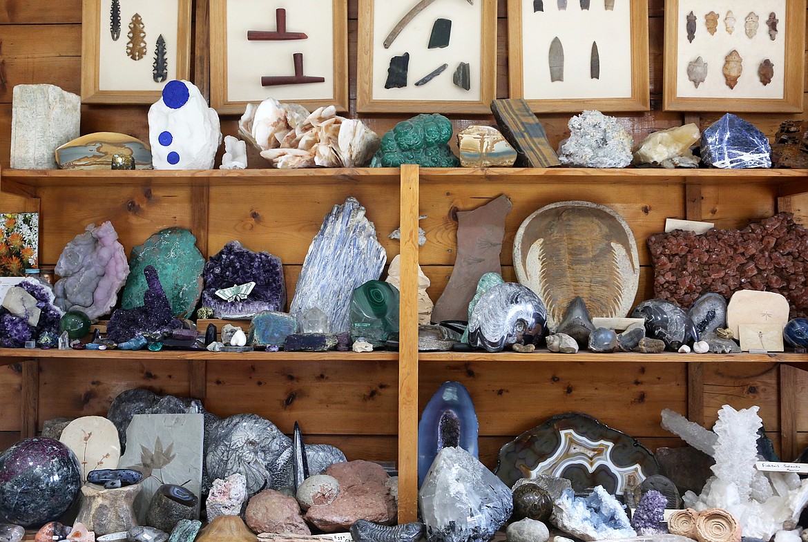 An expansive mineral collection decorates the walls of the first room at Kehoe&#146;s Agate Shop. The collection was started by founder, Jack Kehoe. His daughter Leslie Kehoe continues adding &#147;one nice mineral every year,&#148; she said.