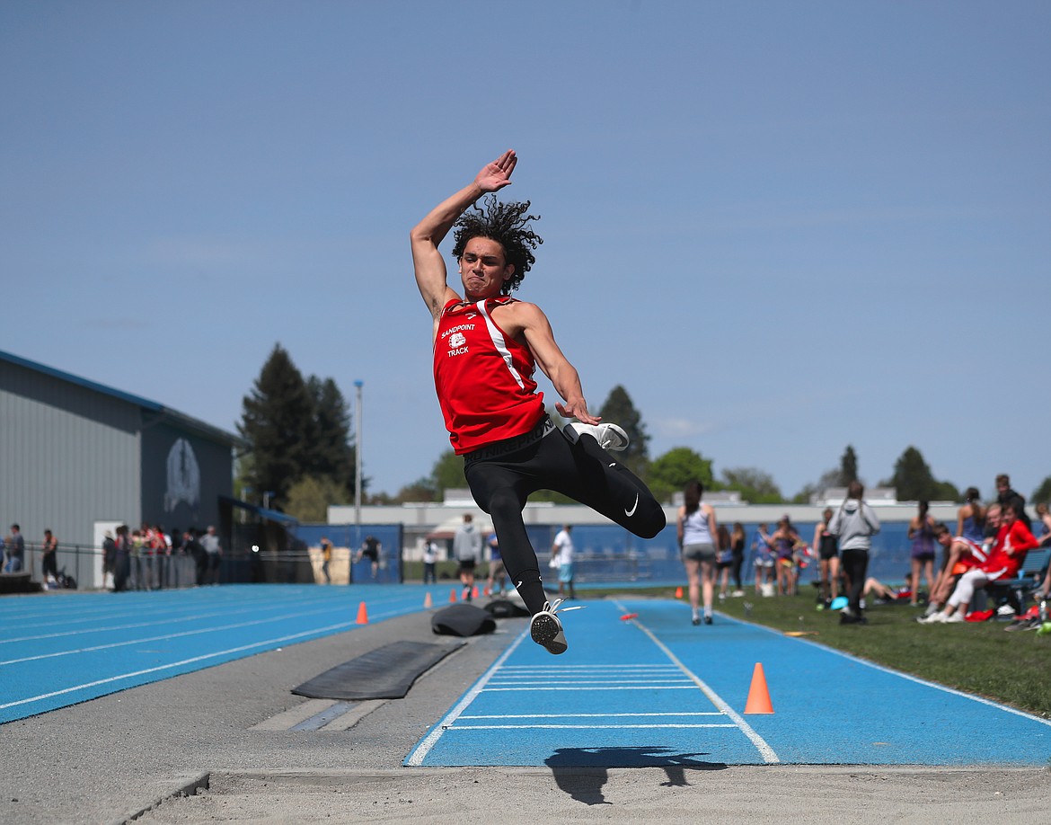 (File photo by KYLE CAJERO) 
Junior Braden Kappen prepares to land into the pit during the finals of the 4A boys long jump on Thursday afternoon.