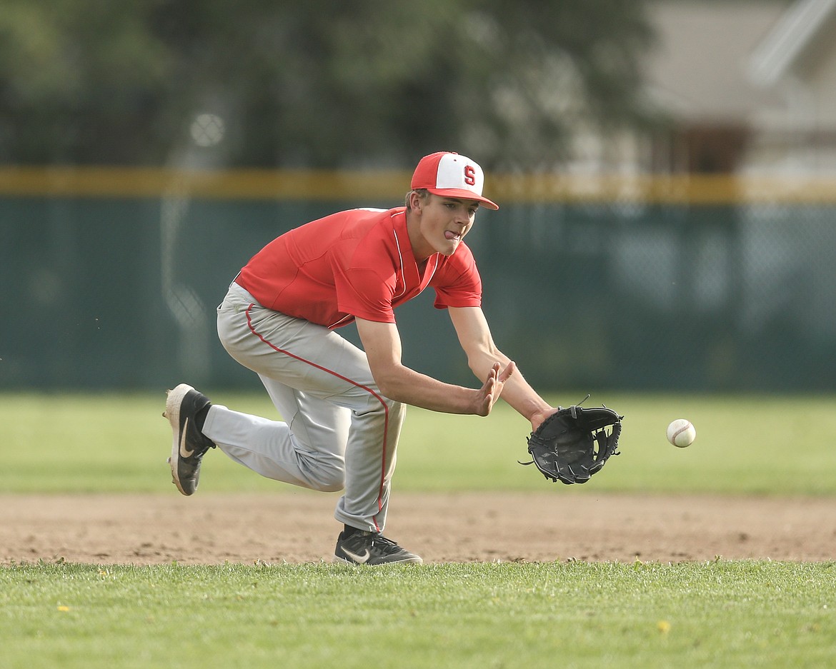 (Photo courtesy of JASON DUCHOW PHOTOGRAPHY) 
Avery Bocksch fields a grounder versus Moscow on May 6.