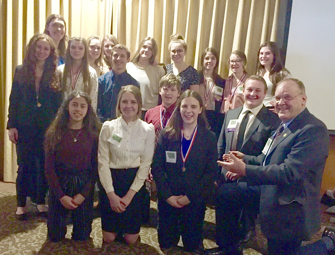 Members of the Superior School Business Professionals Association, including advisors Jamie Toivonen and Gordon Hendrick, posed for a photo in Billings at the State Convention March 7-8.  (Photo courtesy Superior School)