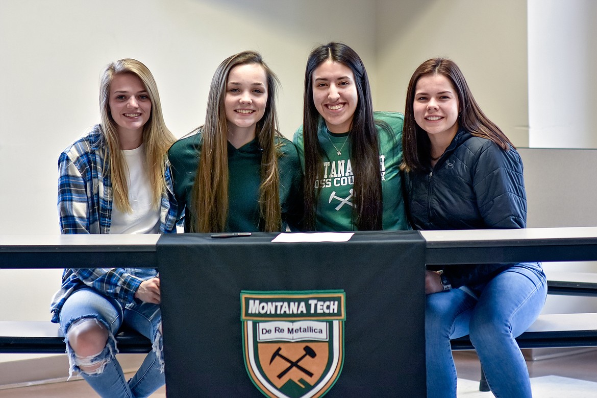 Karolyna Buck with her friends from St. Ignatius High School on signing day. (Left to right) Hunter Eichert, Olivia Garland, Karolyna Buck and Azia Umphrey.