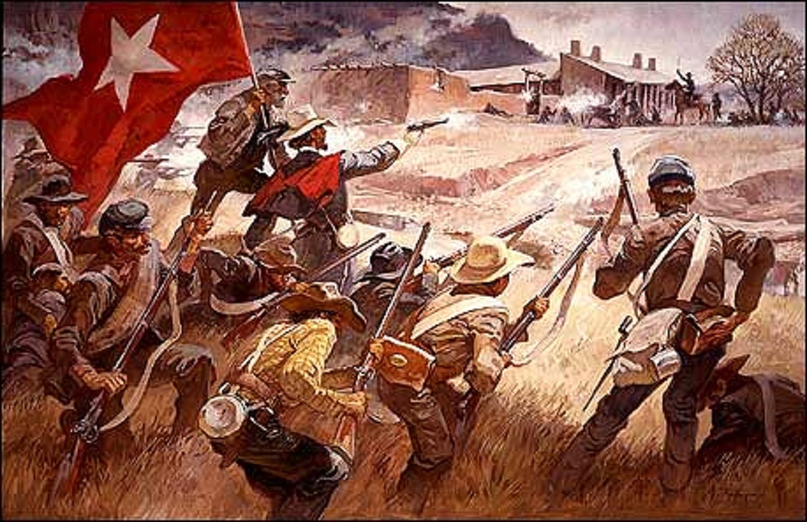 NPS    
Roy Andersen painting of Battle of Glorieta Pass at Pigeon&#146;s Ranch between Union and Confederate forces southeast of Santa Fe in March 1862.