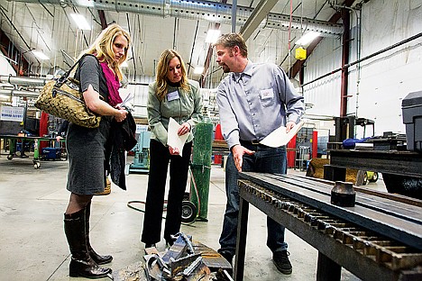 &lt;p&gt;Louis Bevans, Jr. describes to potential employers Jessica Bauman, owner of Express Employment Professionals, center, and Heidi Spunich, human resources manager for Berg Companies, the type of work that was included in the curriculum of the North Idaho Training and Rehab Organization program during an introduction of the first graduating class and tour of the Kootenai Technical Education Campus Thursday in Rathdrum.&lt;/p&gt;