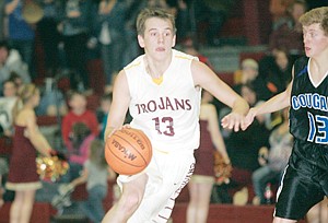 &lt;p&gt;A wild Gage Tallmadge drives in, shot won't go, 4th quarter with 6 minutes remaining vs. Stillwater Christian Cougars, 12-12-13.&lt;/p&gt;