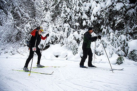 &lt;p&gt;Dwight McCain and Jim Rough make their way down the trail in the 24th annual Best Hand Fun Ski and Snowshoe fundraiser at Fourth of July Ski and Recreation Area on Saturday morning. Over 60 racers skied to support The Panhandle Nordic Ski and Snowshow Club.&lt;/p&gt;