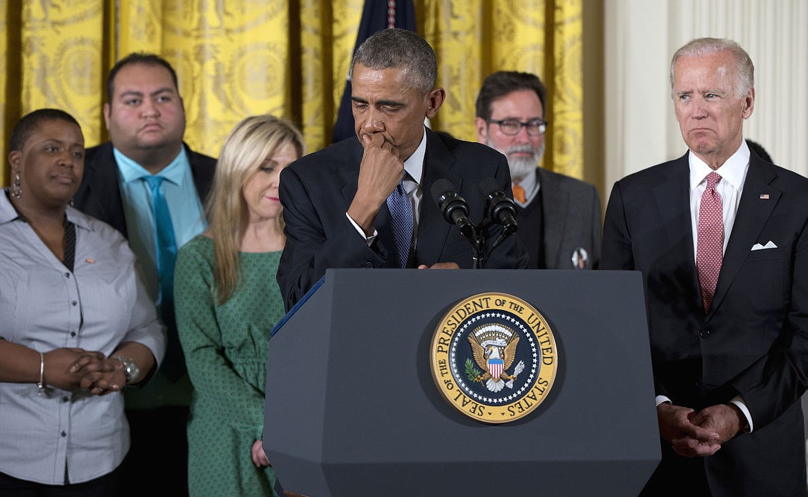 &lt;p&gt;President Barack Obama, joined by Vice President Joe Biden and gun violence victims, pauses as he speaks in the East Room of the White House in Washington, Tuesday, Jan. 5, 2016, about steps his administration is taking to reduce gun violence. Also on stage are stakeholders, and individuals whose lives have been impacted by the gun violence. (AP Photo/Carolyn Kaster)&lt;/p&gt;