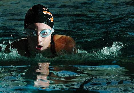 Flathead&#146;s Heidi Windauer competes in the 100-yard breaststroke during Flathead&#146;s meet against Missoula Big Sky, Missoula Hellgate and Missoula Sentinel on Saturday in Kalispell at The Summit. Chris Jordan/Daily Inter Lake