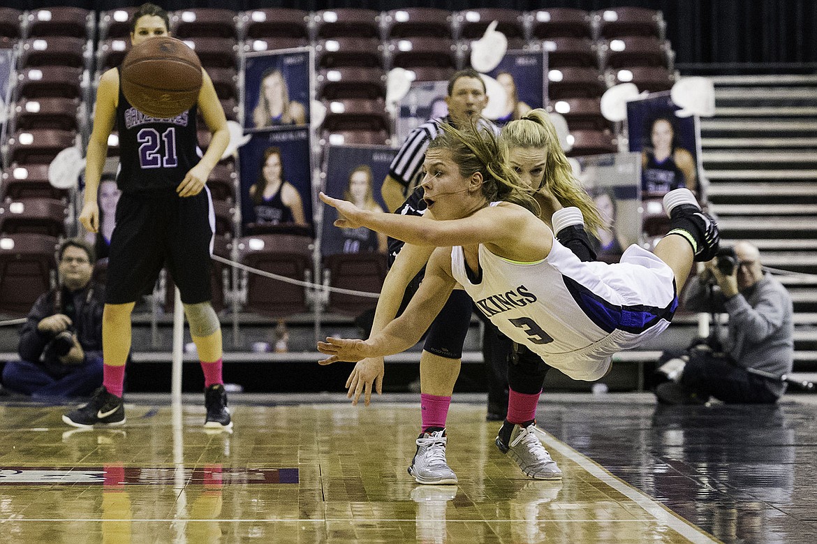 &lt;p&gt;SHAWN GUST/Press&lt;/p&gt;&lt;p&gt;Coeur d&#146;Alene&#146;s Madison Sumner makes a diving attempt to save the ball from going out of bounds Saturday, February 22, 2014 during the first quarter of the state 5A girls basketball tournament against Rocky Mountain High at the Idaho Center in Nampa.&lt;/p&gt;